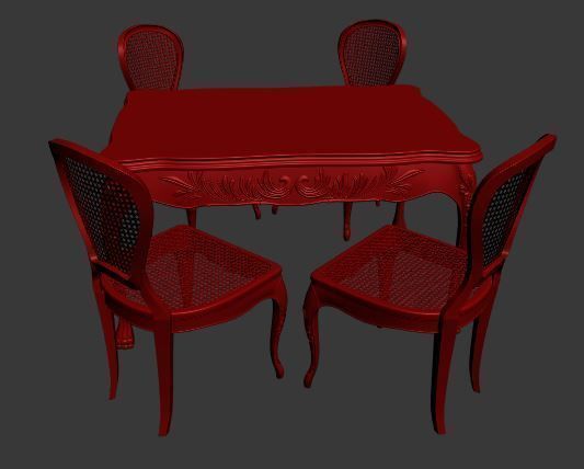 Classical Dining set Low-poly 3D model_8