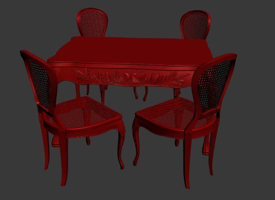 Classical Dining set Low-poly 3D model_10