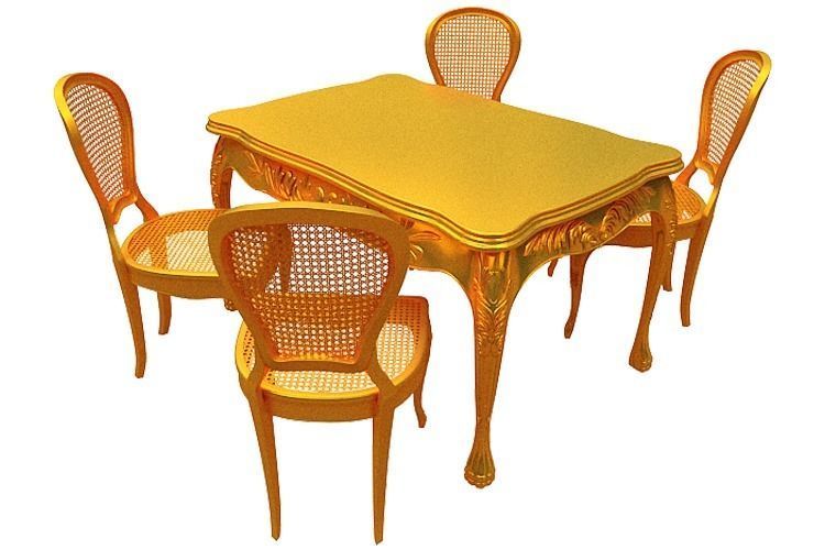 Classical Dining set Low-poly 3D model_11