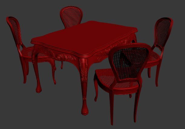 Classical Dining set Low-poly 3D model_5