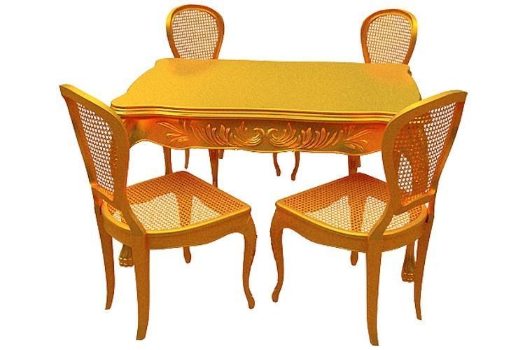 Classical Dining set Low-poly 3D model_4
