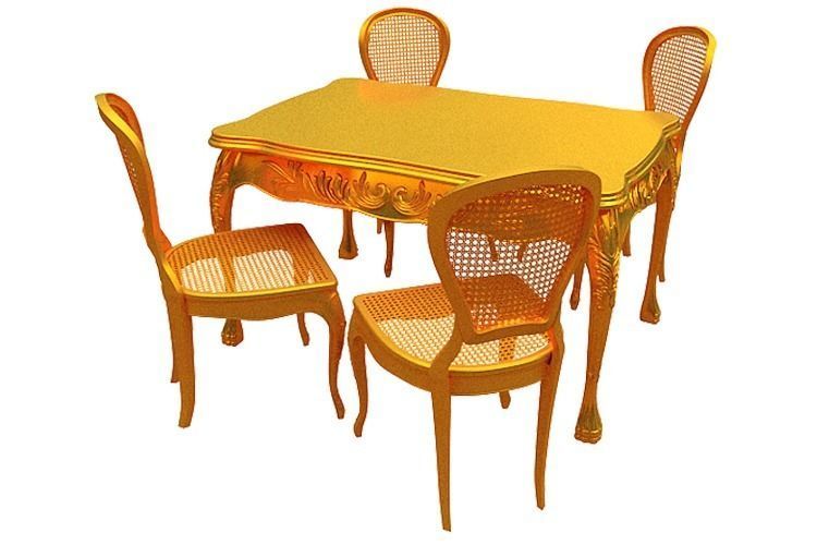 Classical Dining set Low-poly 3D model_12