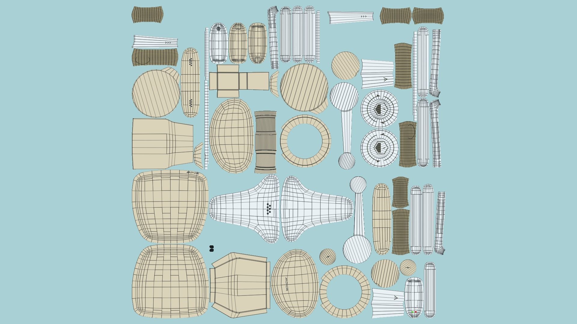 Tech Wheelchair B10 White Beige - Disability Character Design Low-poly 3D model_5