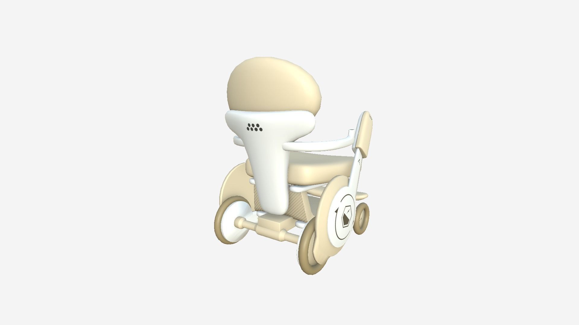 Tech Wheelchair B10 White Beige - Disability Character Design Low-poly 3D model_2