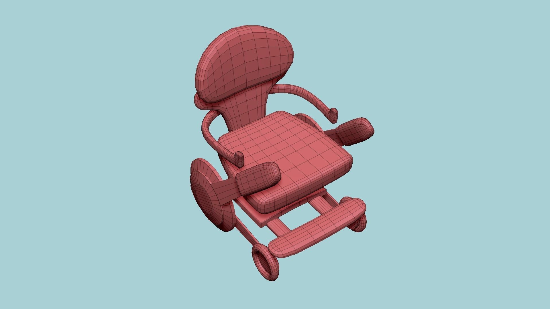 Tech Wheelchair B10 White Beige - Disability Character Design Low-poly 3D model_17