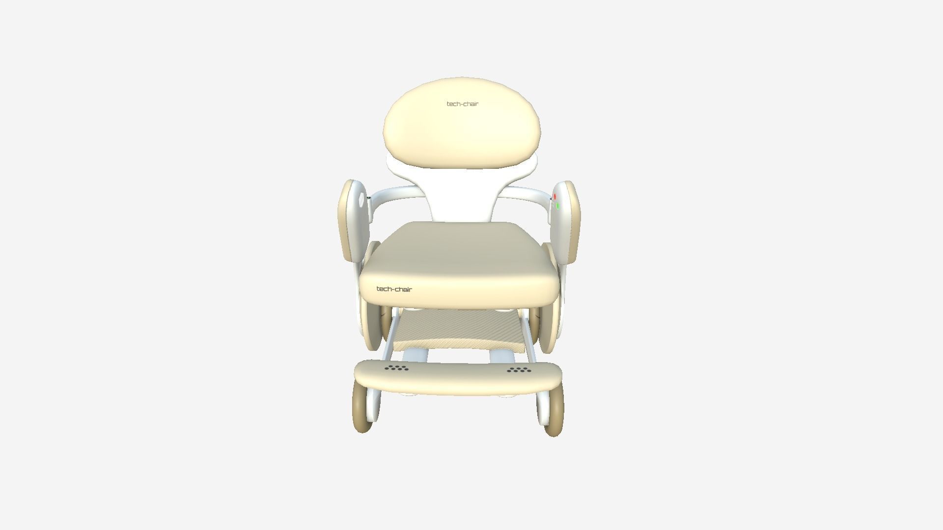 Tech Wheelchair B10 White Beige - Disability Character Design Low-poly 3D model_3