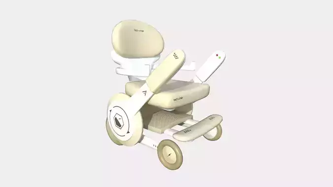 Tech Wheelchair B10 White Beige - Disability Character Design Low-poly 3D model