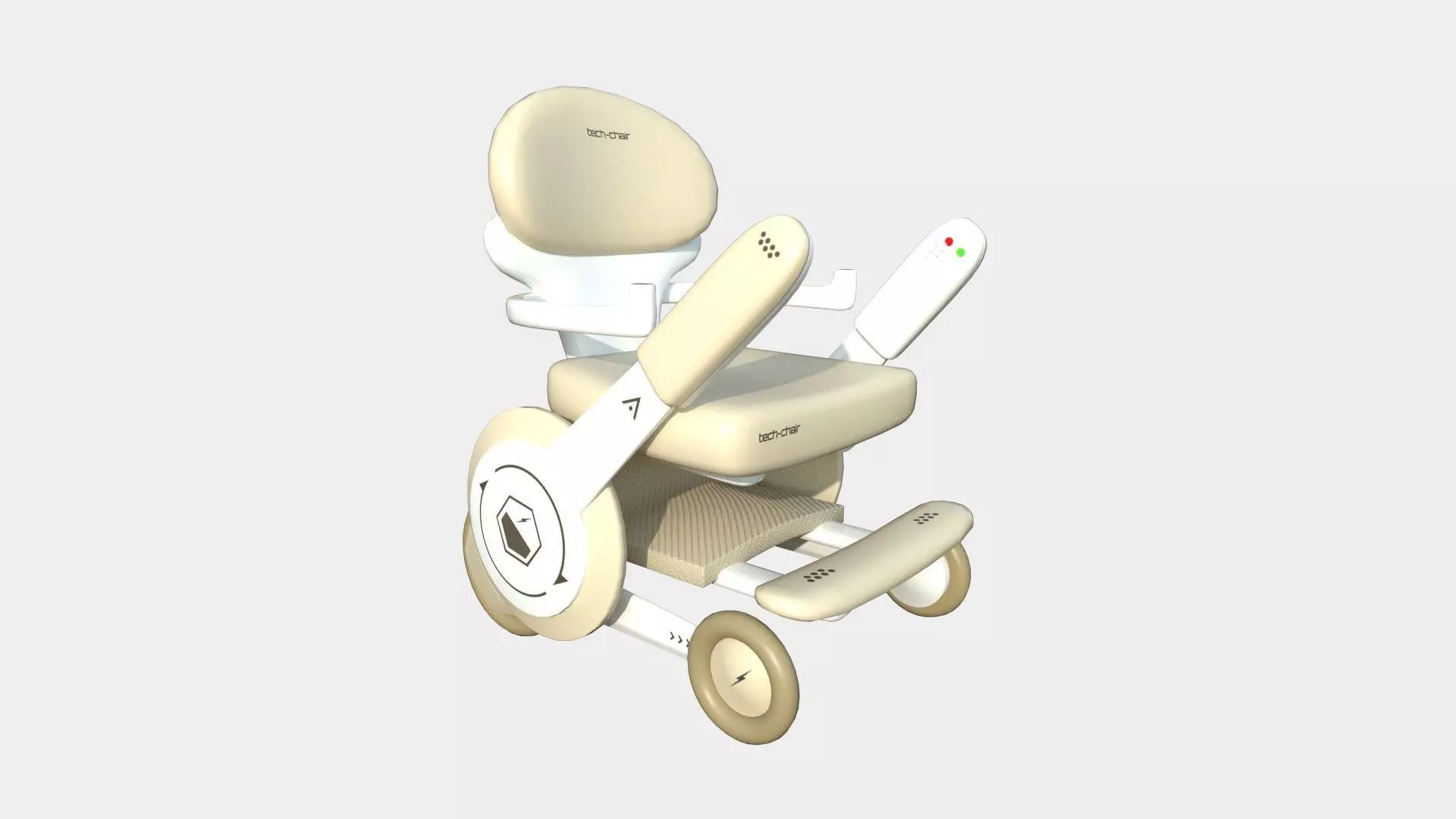 Tech Wheelchair B10 White Beige - Disability Character Design Low-poly 3D model_0