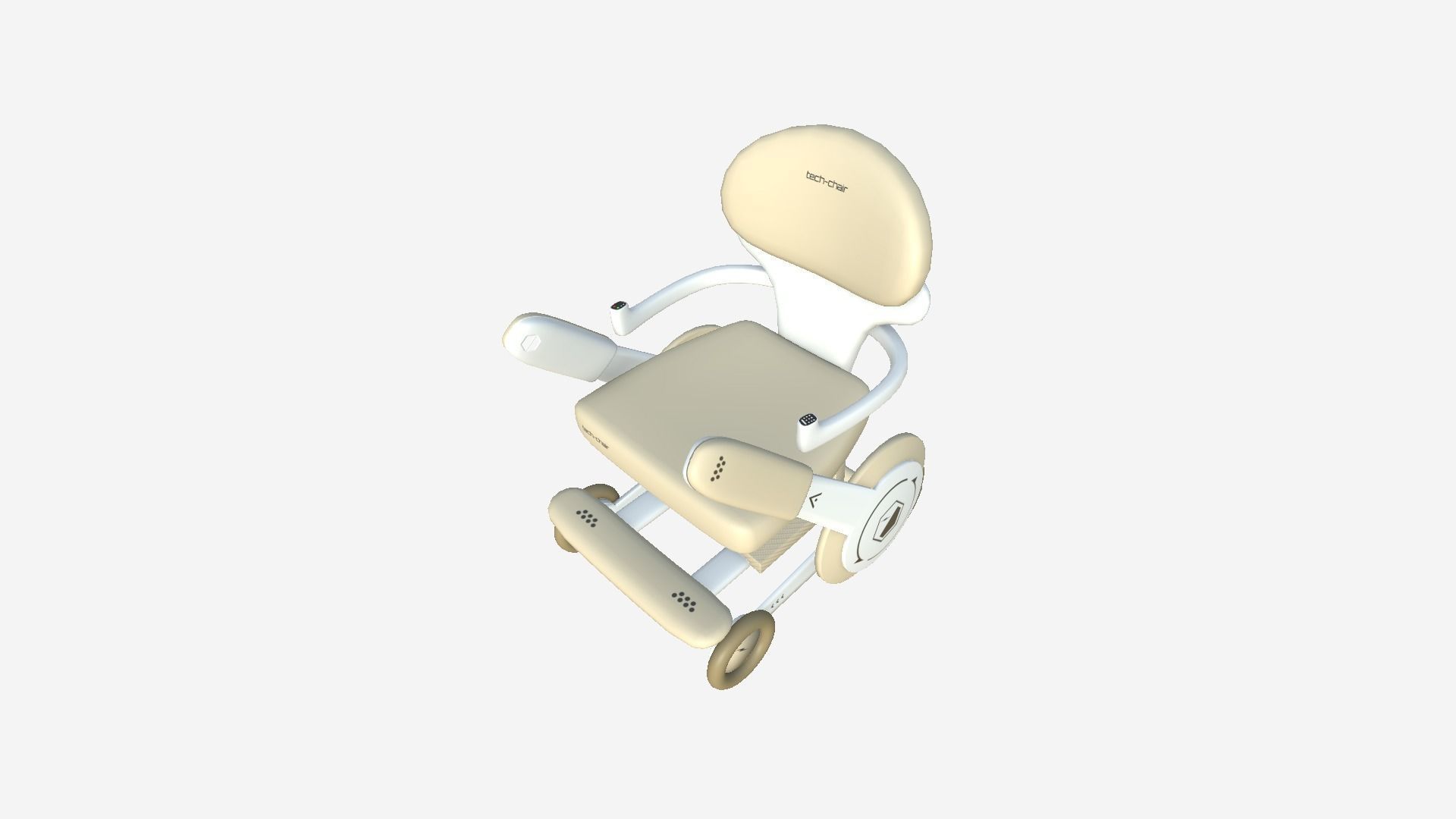 Tech Wheelchair B10 White Beige - Disability Character Design Low-poly 3D model_1