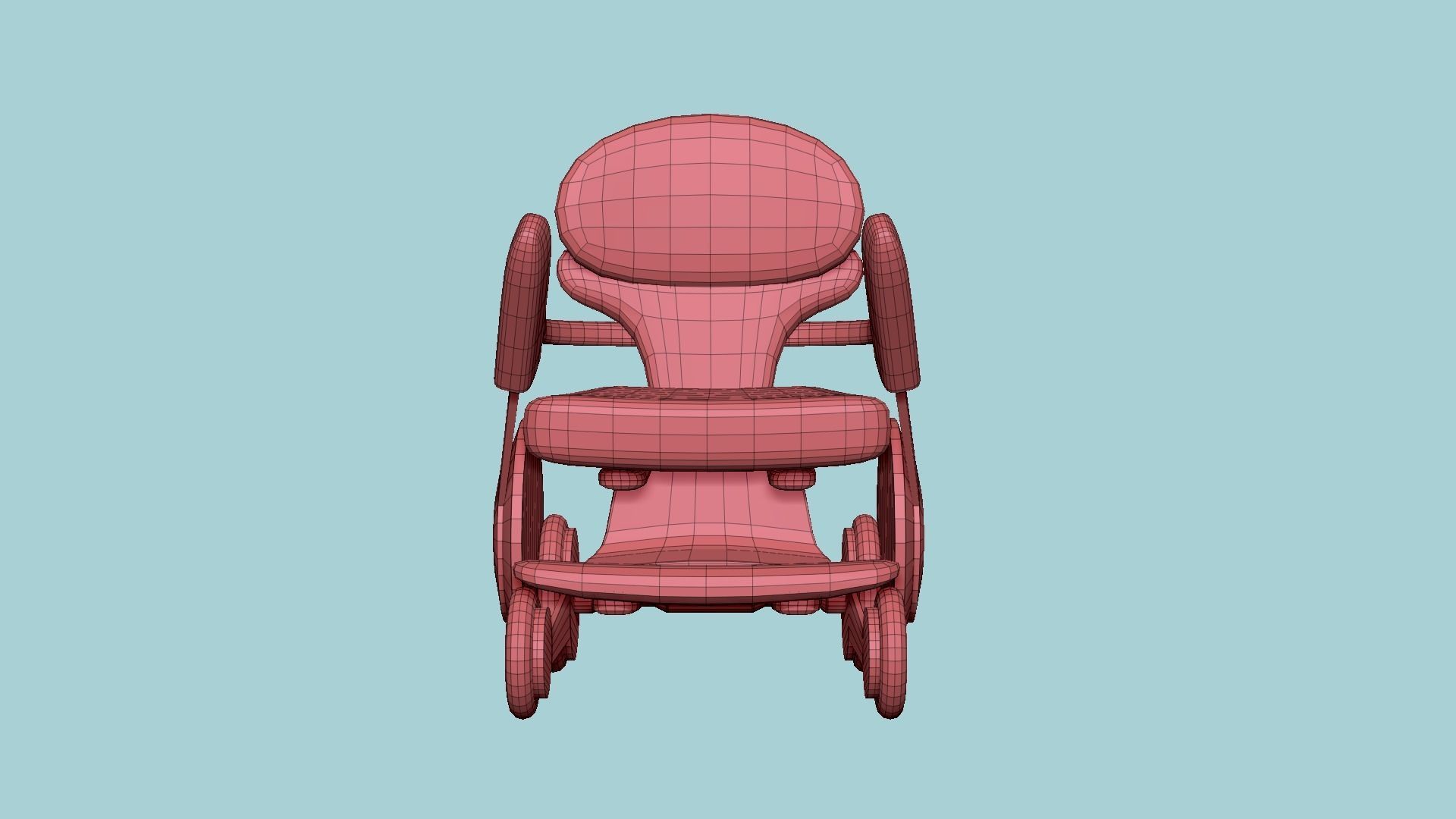 Tech Wheelchair B10 White Beige - Disability Character Design Low-poly 3D model_13