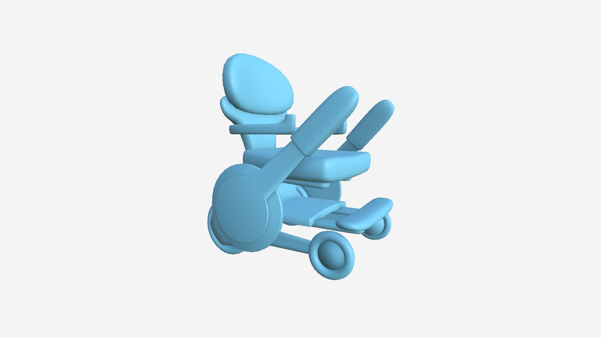 Tech Wheelchair B10 White Beige - Disability Character Design Low-poly 3D model_8