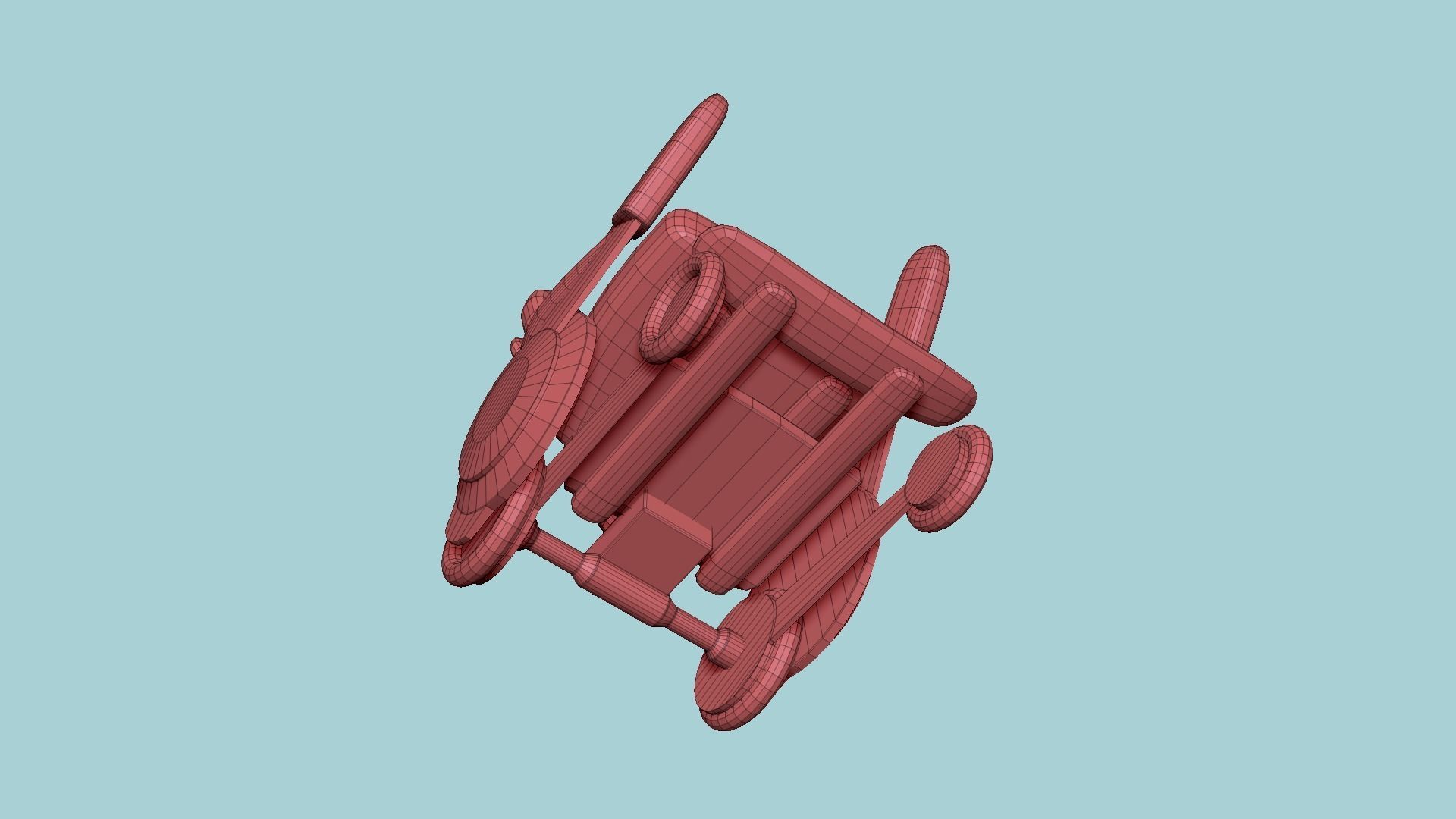 Tech Wheelchair B10 White Beige - Disability Character Design Low-poly 3D model_18