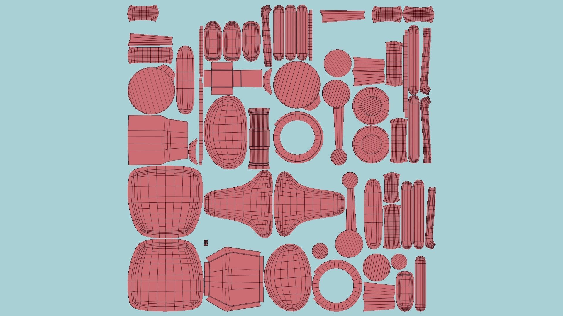 Tech Wheelchair B10 White Beige - Disability Character Design Low-poly 3D model_12