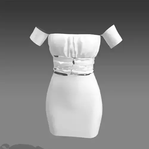 DRESS DRAPED  LOW SLEVEE WHITE COLOR FASHION LOOK