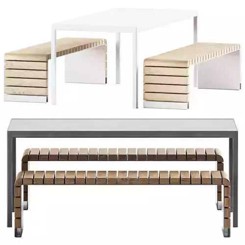 Tavolo Passepartout Table by Urbantime and Move Bench by Vestre