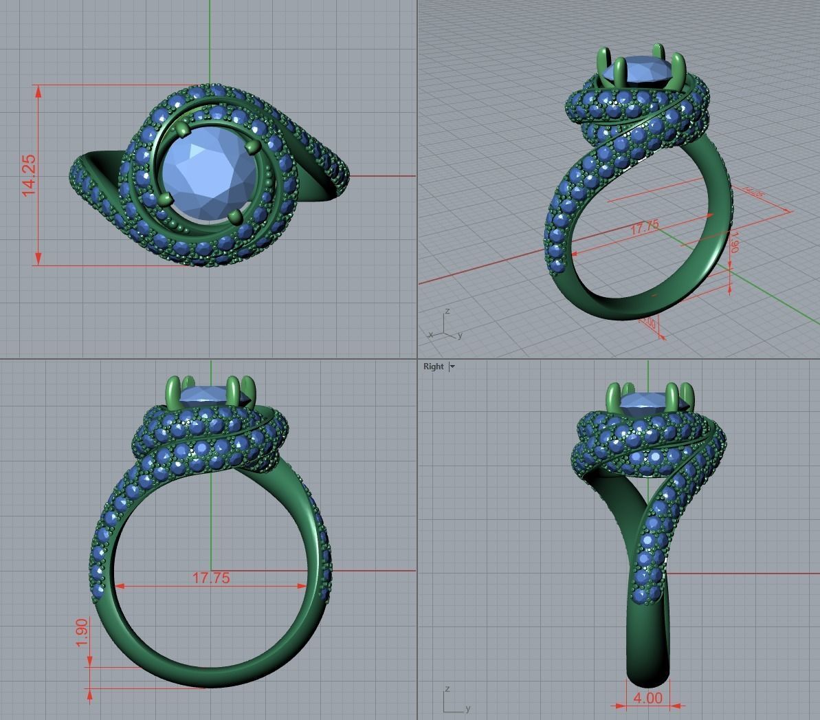 Trinity Ruban Diamond Ring 7-8mm 3D print model_2