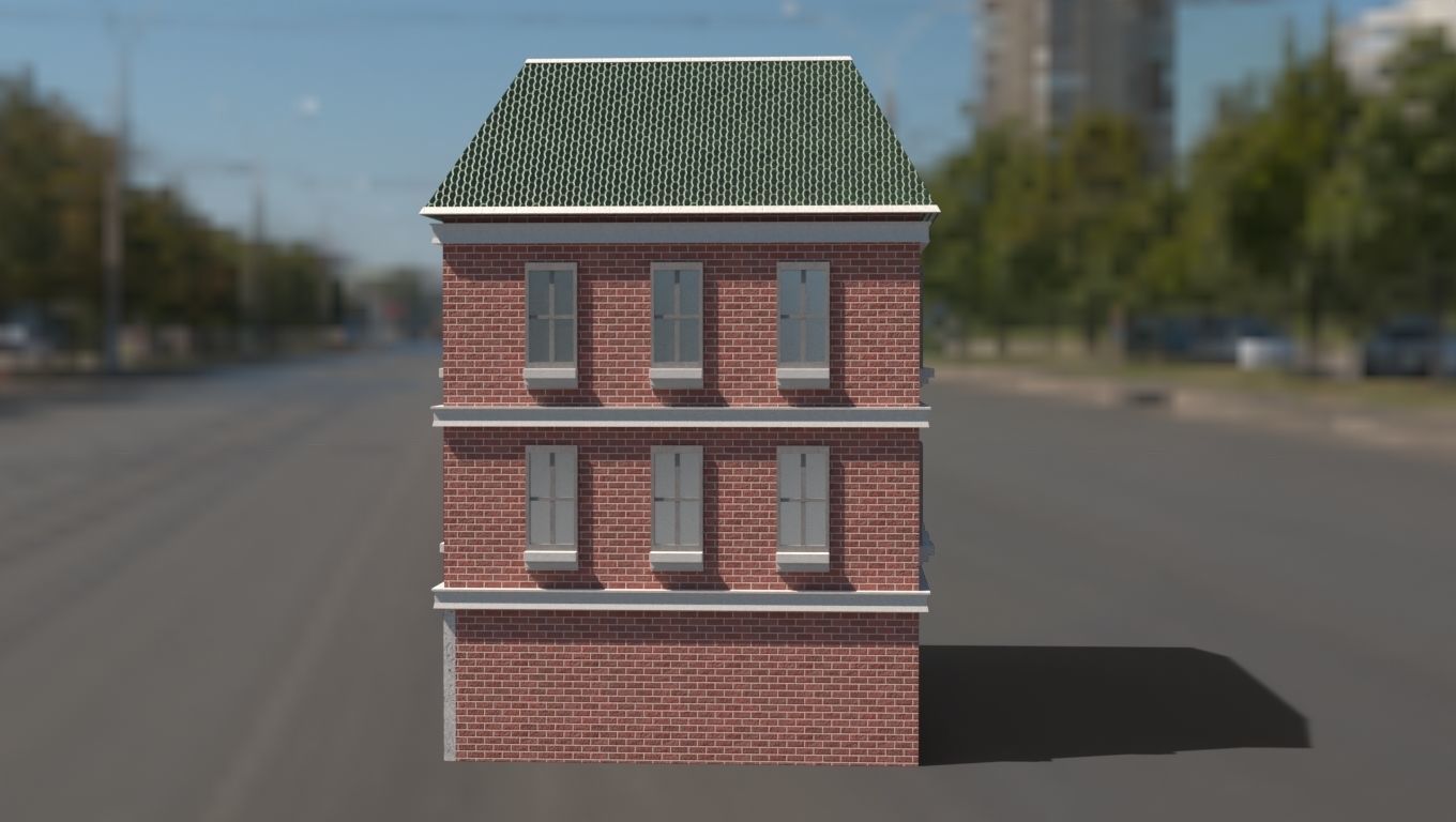 Building 3D model brick on street Low-poly 3D model_4