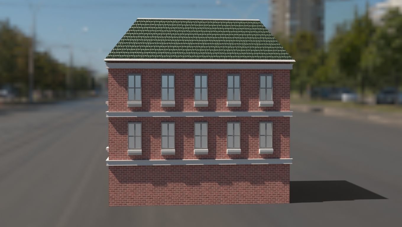 Building 3D model brick on street Low-poly 3D model_7