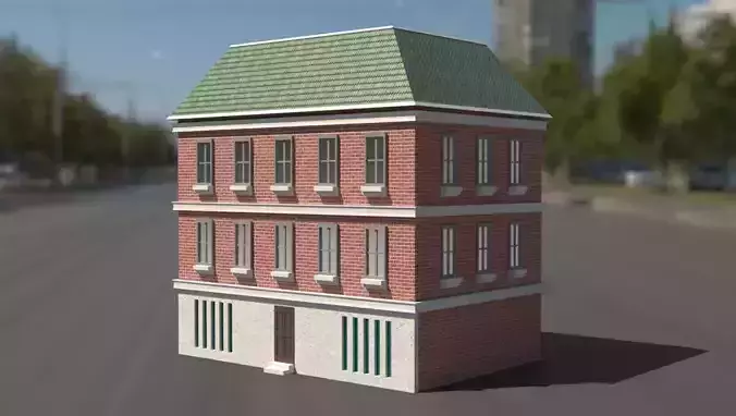 Building 3D model brick on street Low-poly 3D model