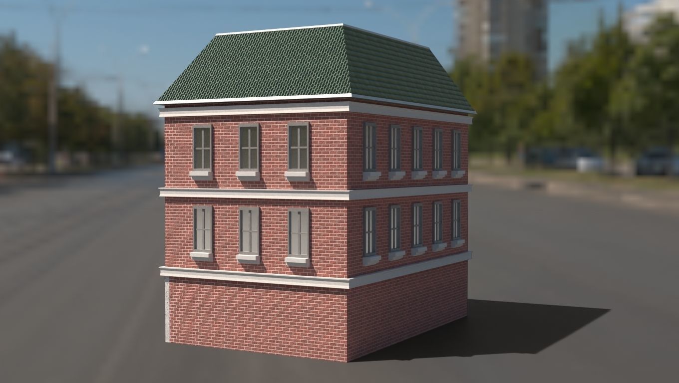 Building 3D model brick on street Low-poly 3D model_19