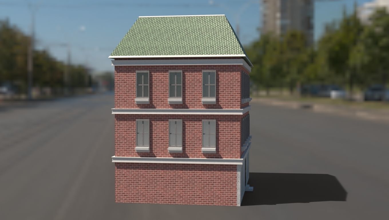 Building 3D model brick on street Low-poly 3D model_11