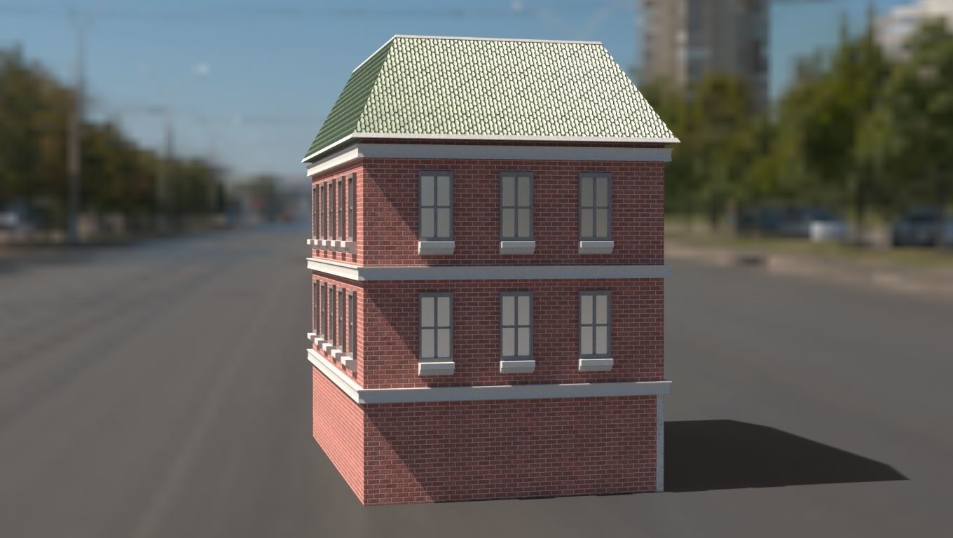 Building 3D model brick on street Low-poly 3D model_10