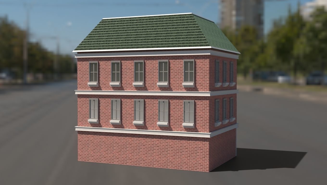 Building 3D model brick on street Low-poly 3D model_15
