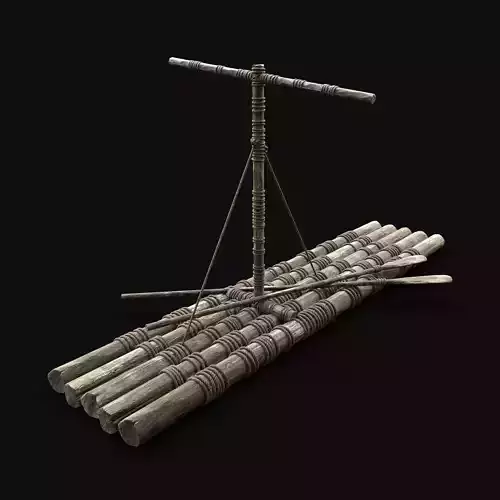 RAFT WOODEN SURVIVAL CASTAWAY IMPROVISED BARGE LOG CRAFTING Low-poly 3D model