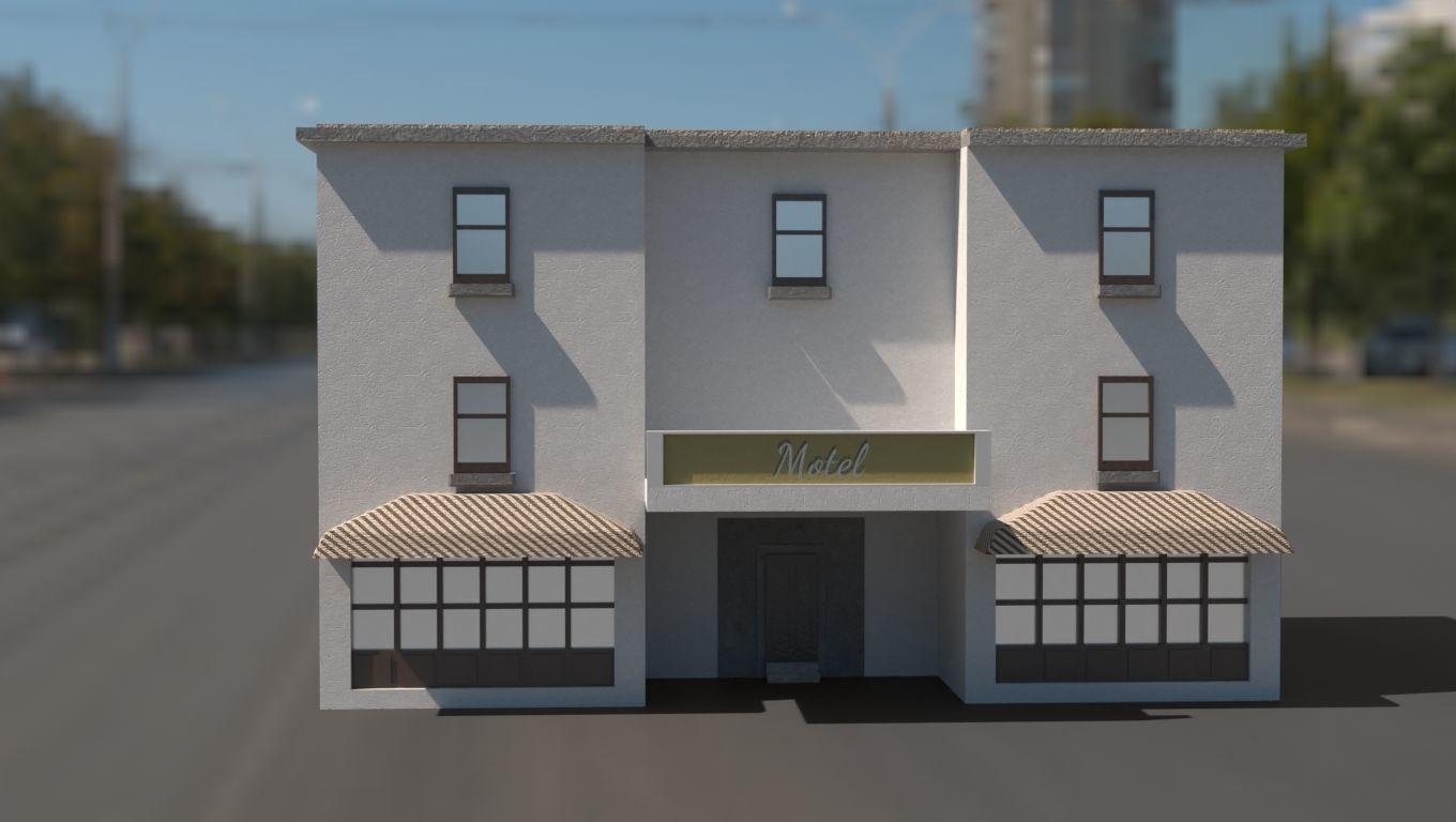 Building 3D model low poly on street Low-poly 3D model_3
