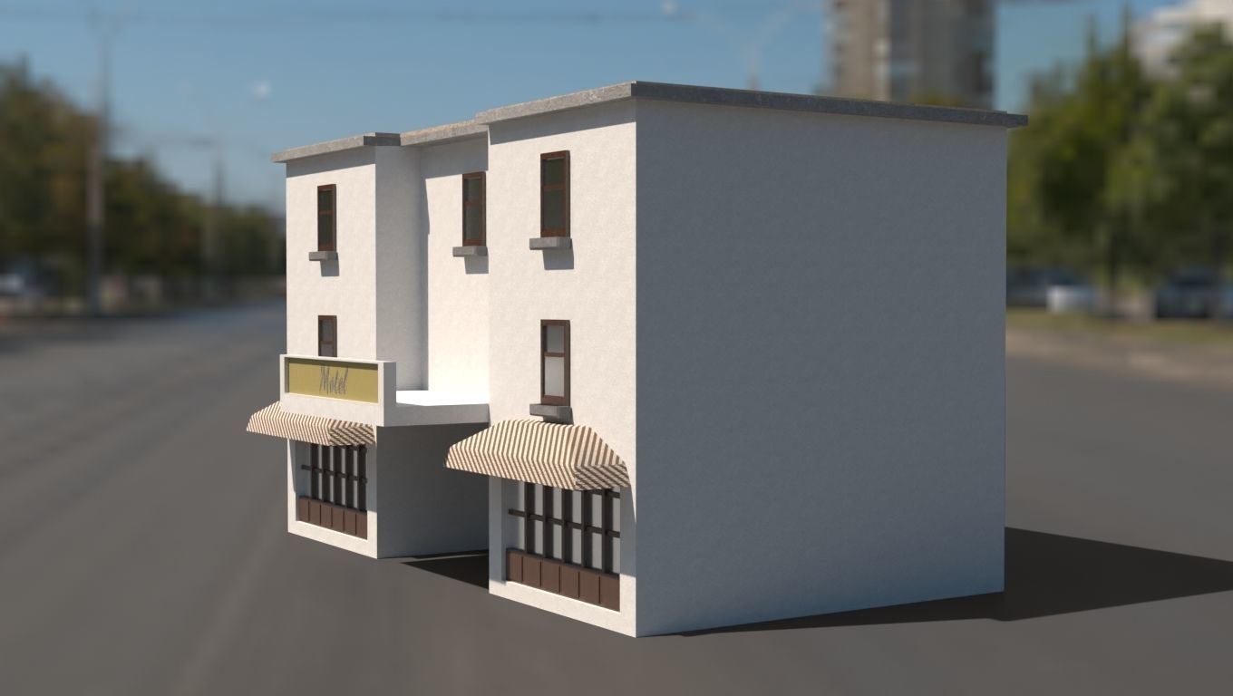 Building 3D model low poly on street Low-poly 3D model_12