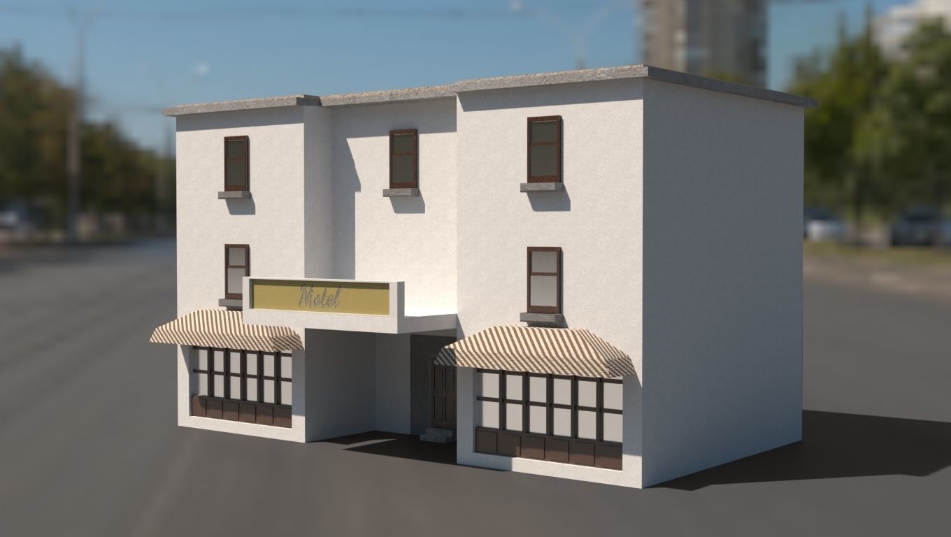 Building 3D model low poly on street Low-poly 3D model_15