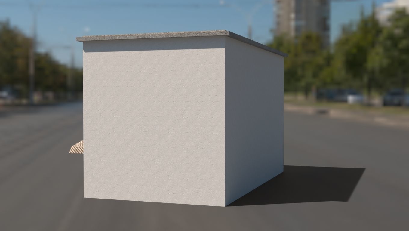 Building 3D model low poly on street Low-poly 3D model_16