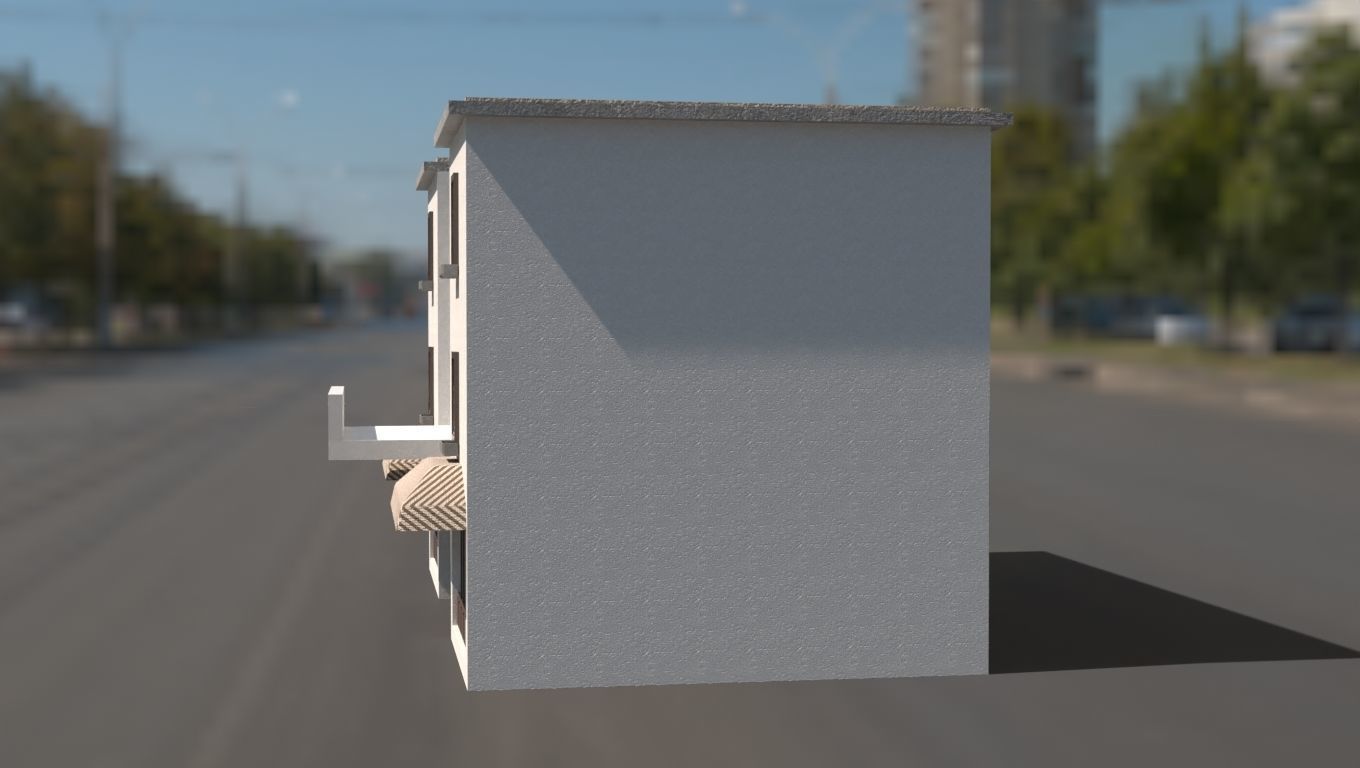 Building 3D model low poly on street Low-poly 3D model_18