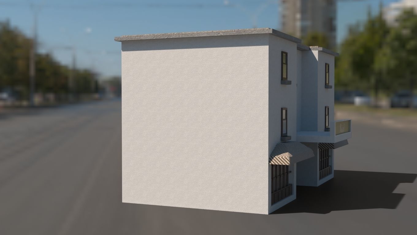 Building 3D model low poly on street Low-poly 3D model_5
