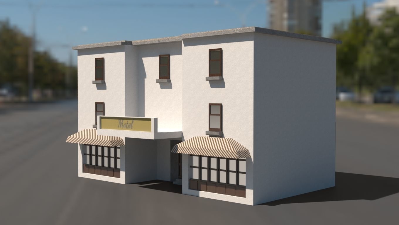Building 3D model low poly on street Low-poly 3D model_6