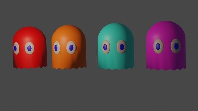 PAC-MAN ghosts Free low-poly 3D model