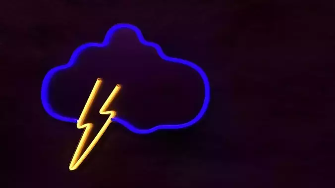 Neon sign thunder lightning