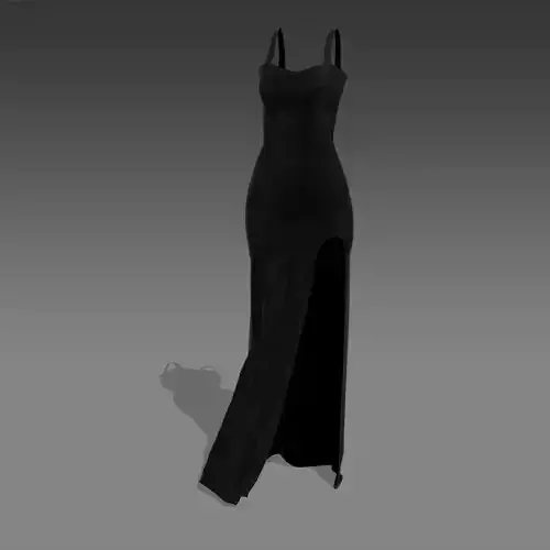 DRESS SLIT  BLACK SILK SATIN ELEGANCE LOOK