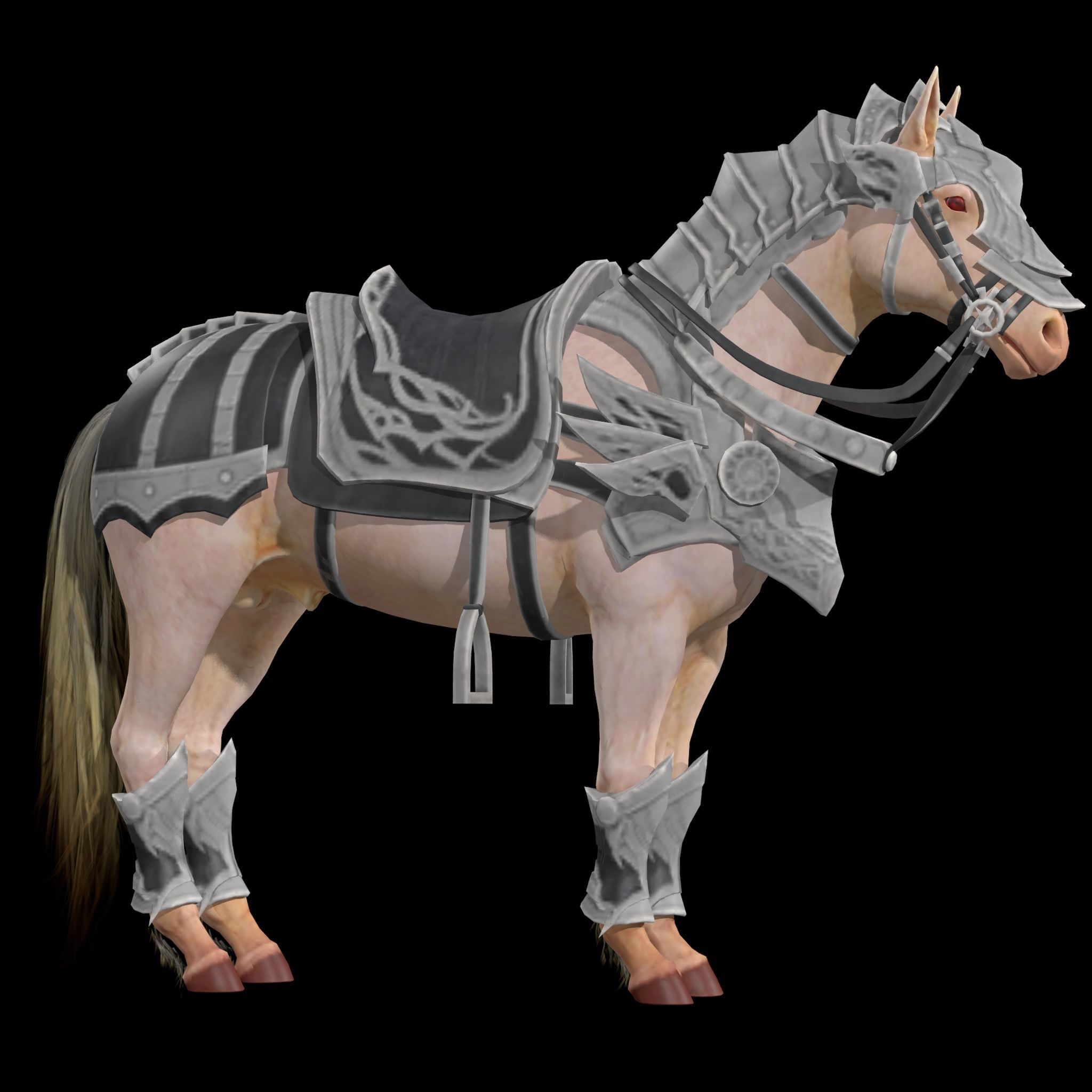 Knight Armored Horse Rig Low-poly 3D model_4