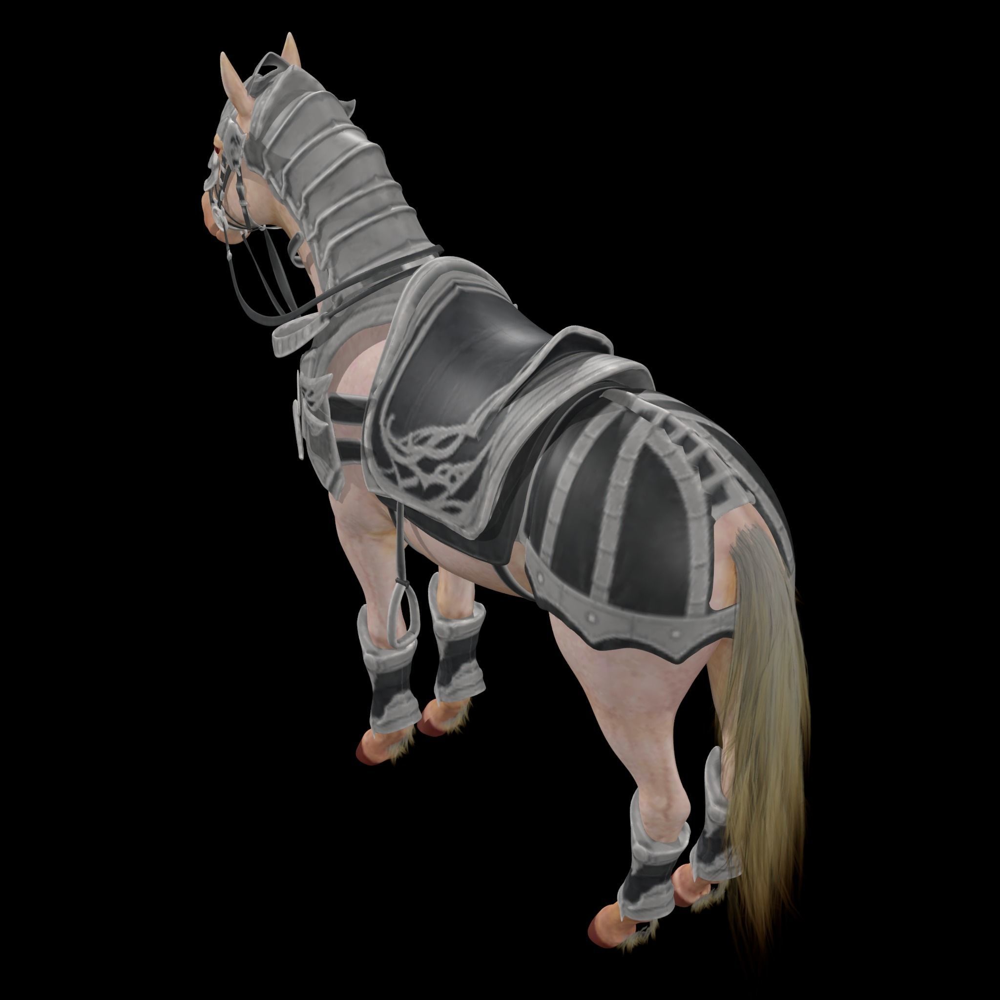 Knight Armored Horse Rig Low-poly 3D model_1