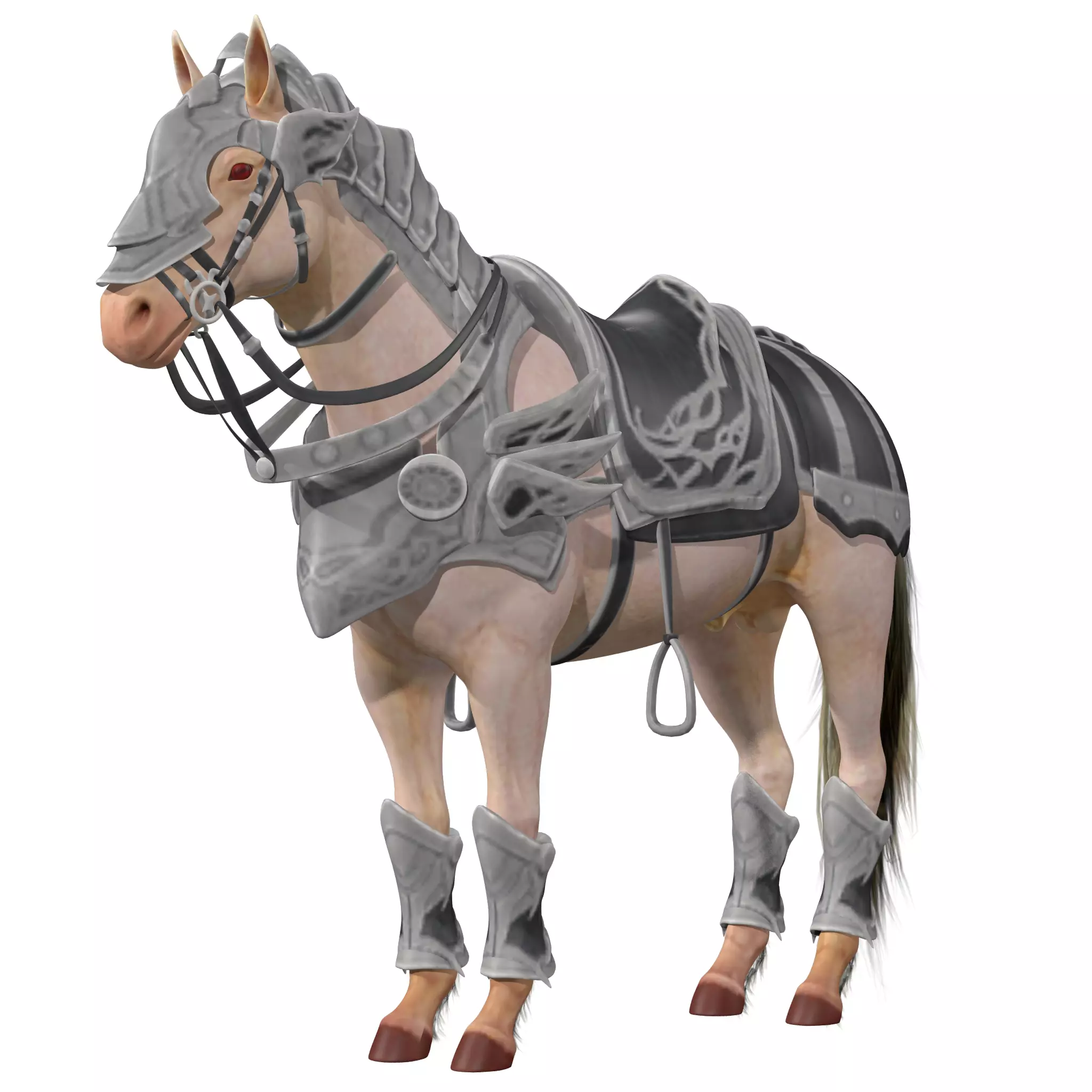 Knight Armored Horse Rig Low-poly 3D model_0