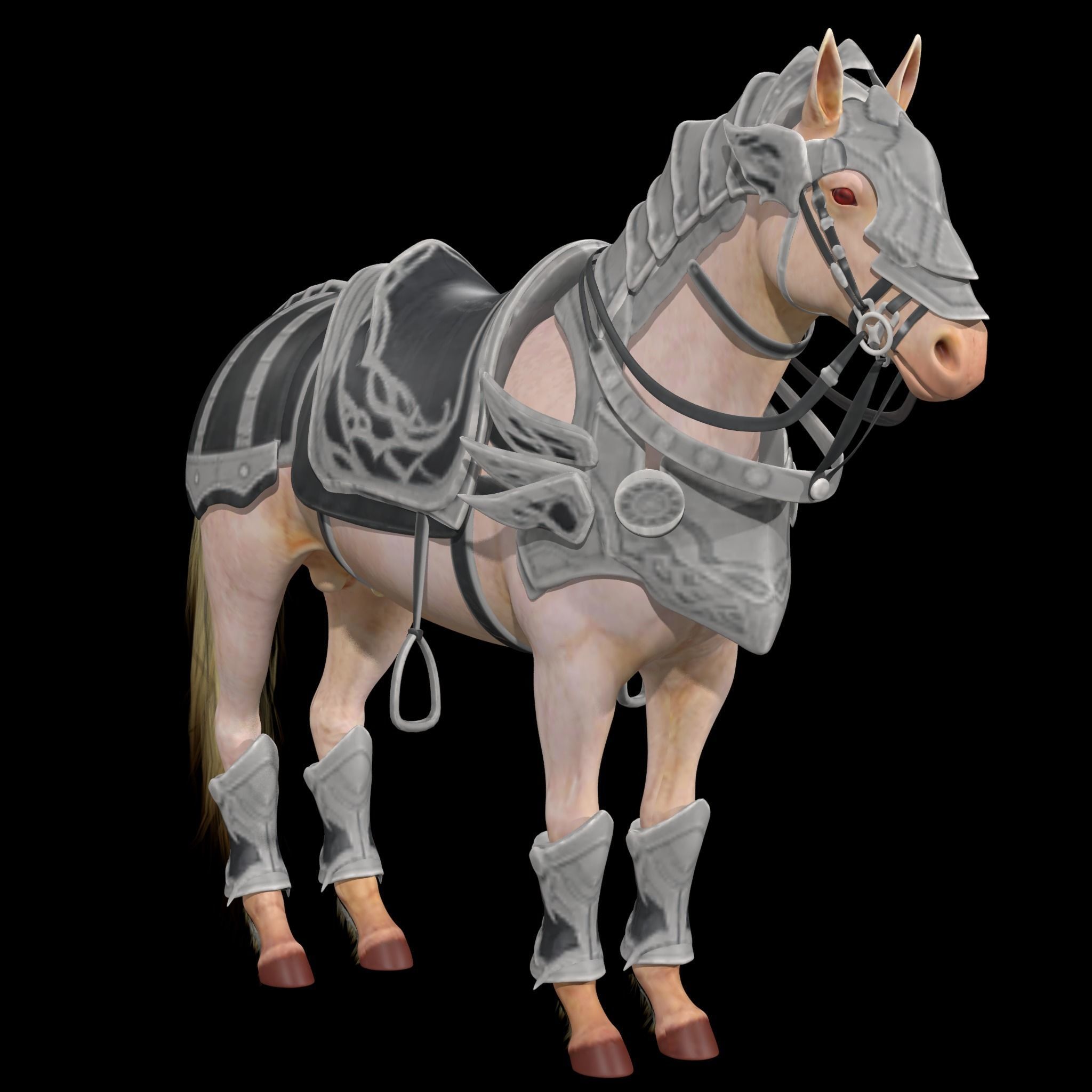 Knight Armored Horse Rig Low-poly 3D model_2