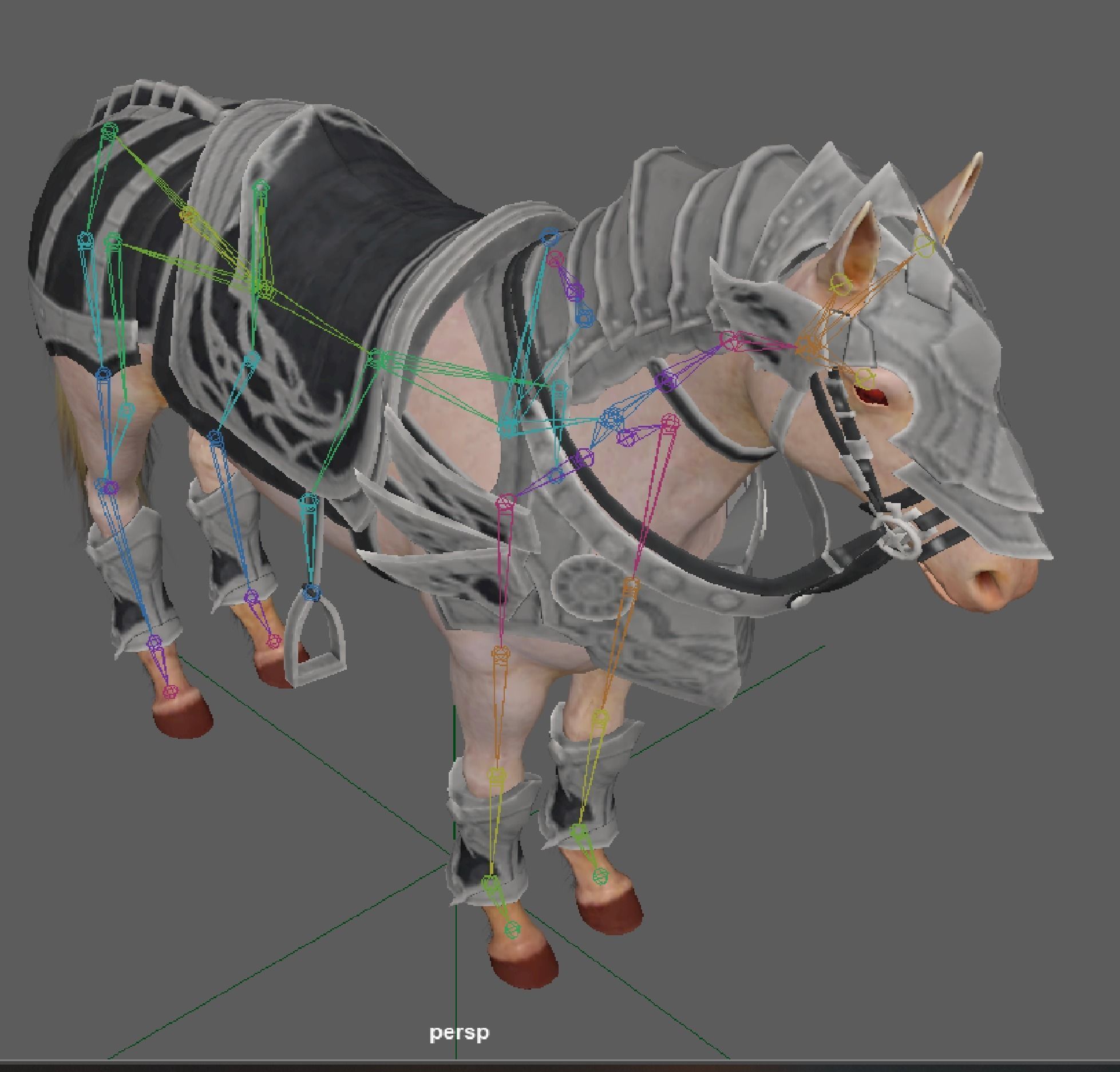 Knight Armored Horse Rig Low-poly 3D model_10