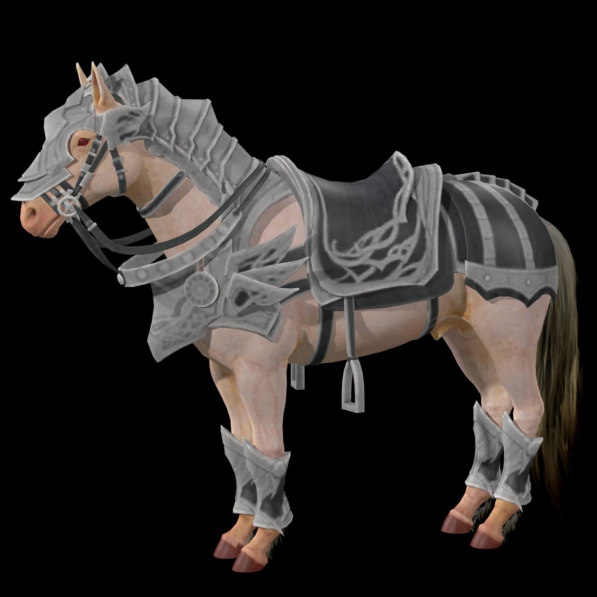 Knight Armored Horse Rig Low-poly 3D model_3