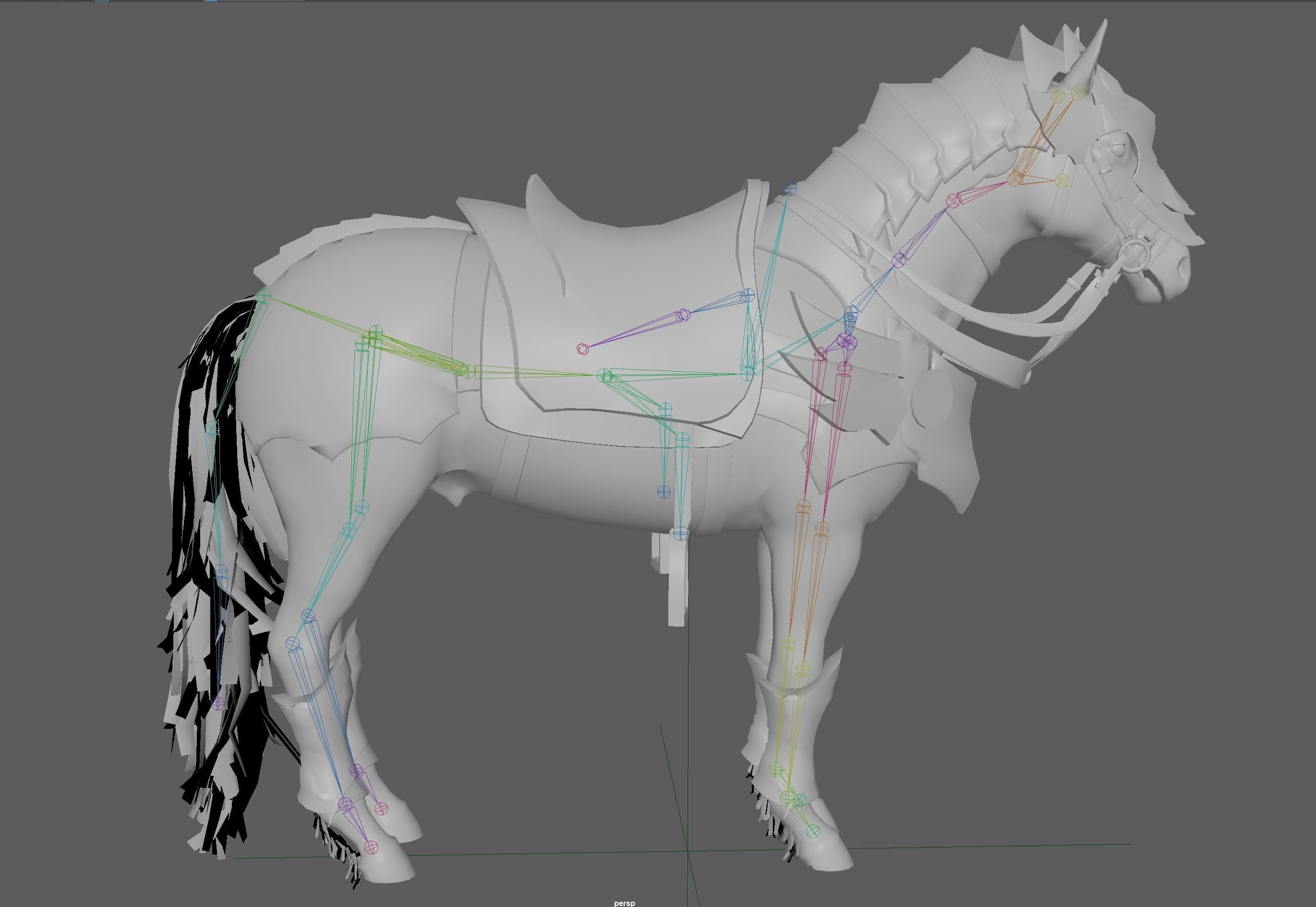 Knight Armored Horse Rig Low-poly 3D model_7