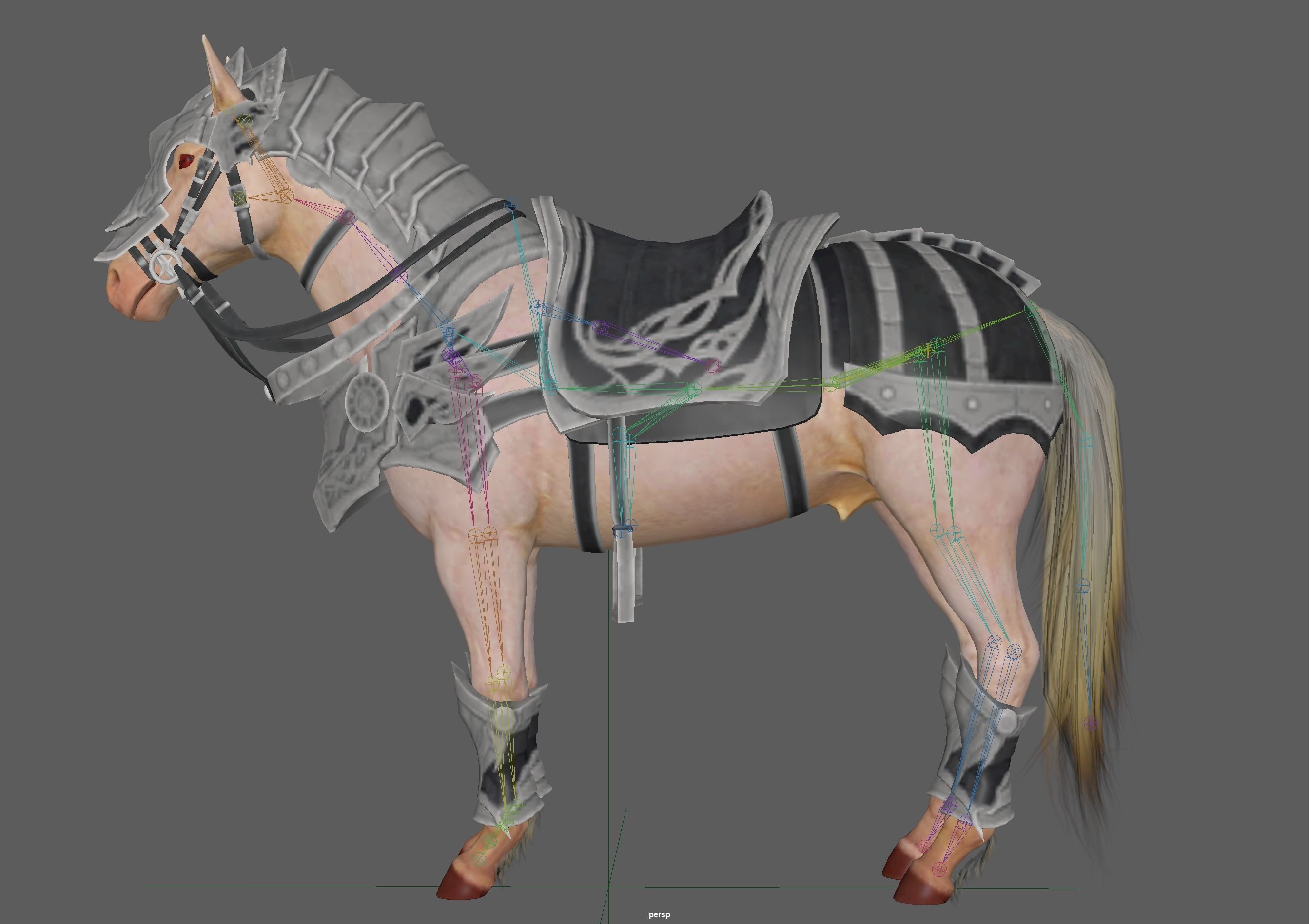 Knight Armored Horse Rig Low-poly 3D model_11