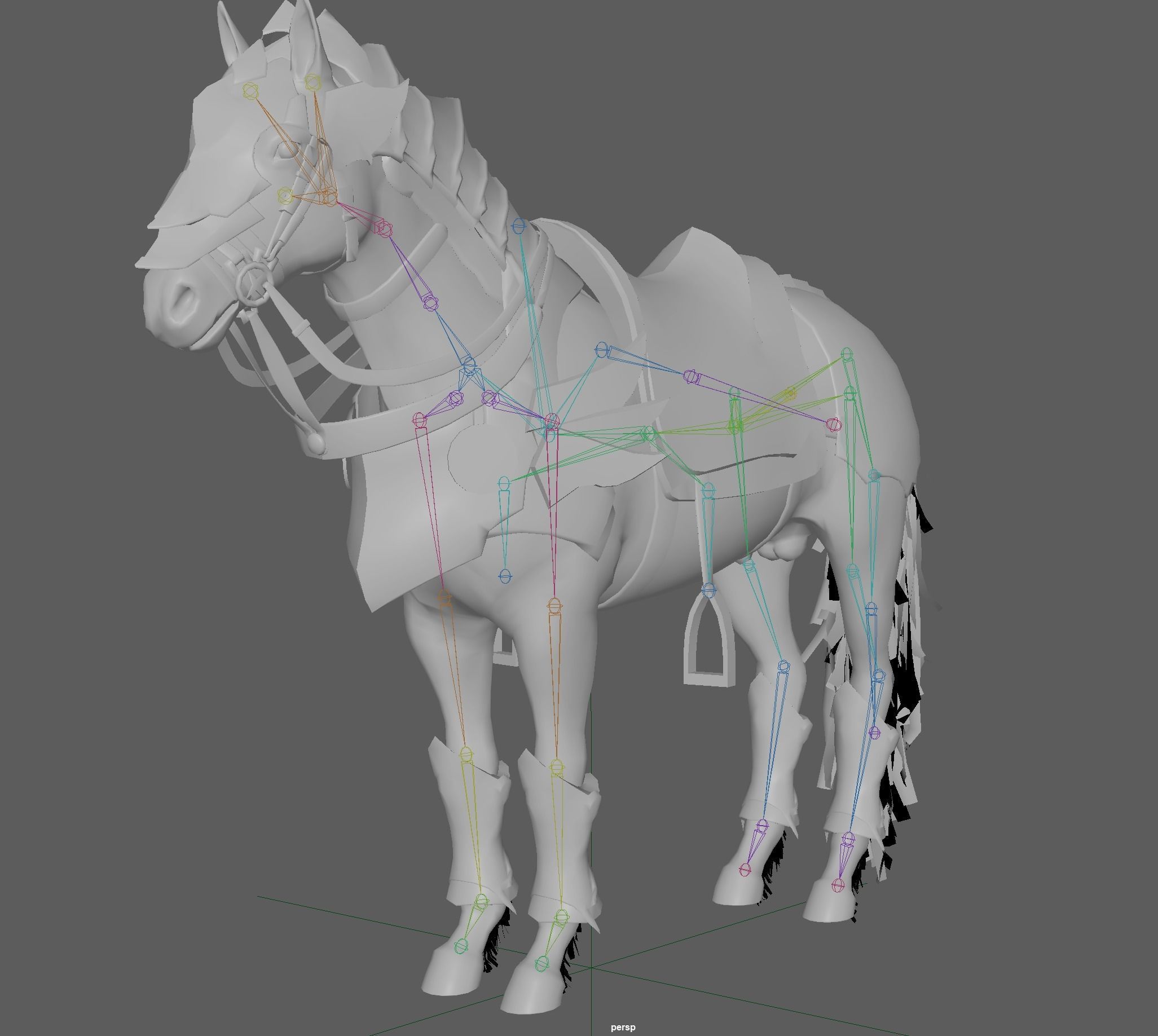Knight Armored Horse Rig Low-poly 3D model_8
