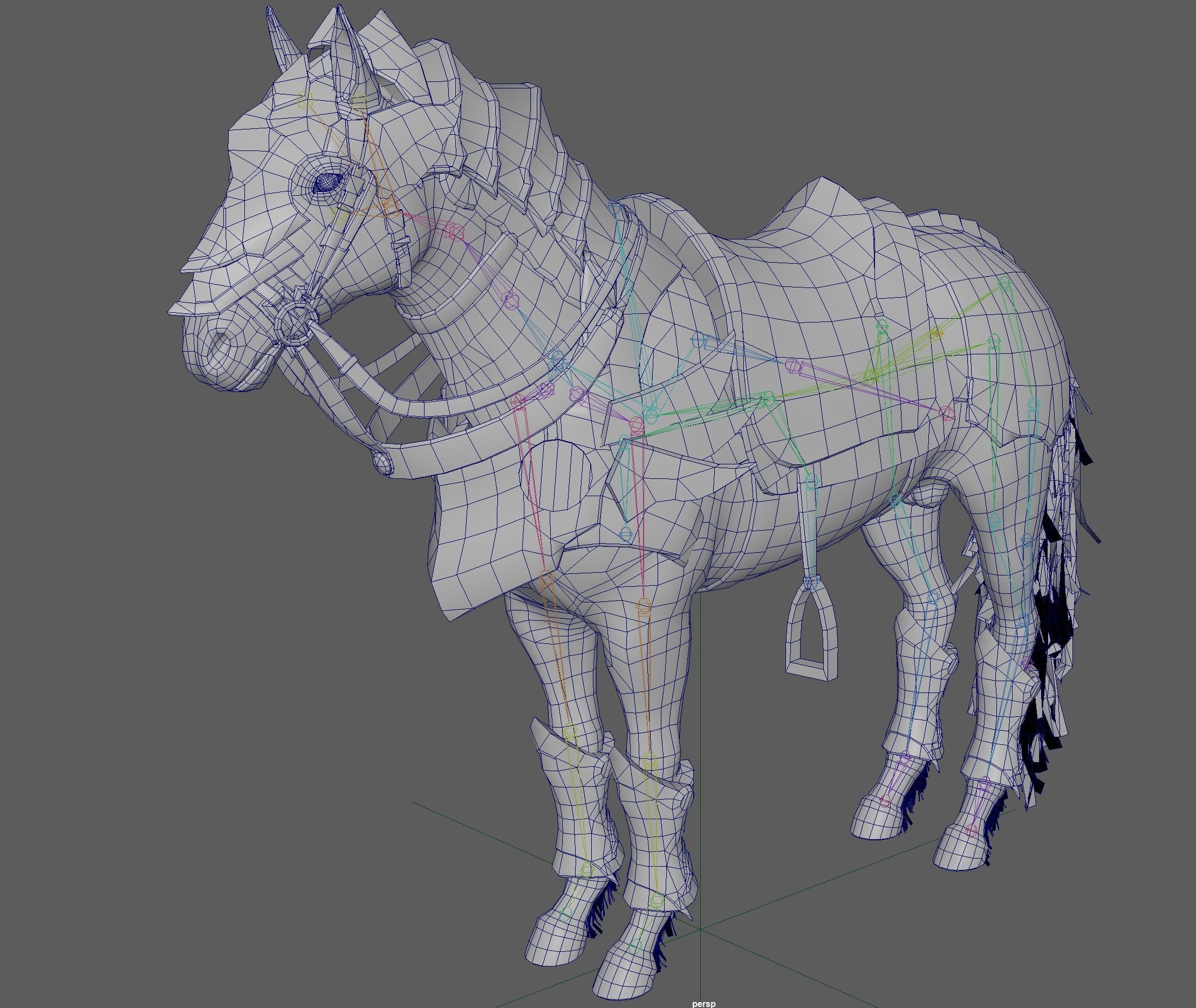 Knight Armored Horse Rig Low-poly 3D model_16