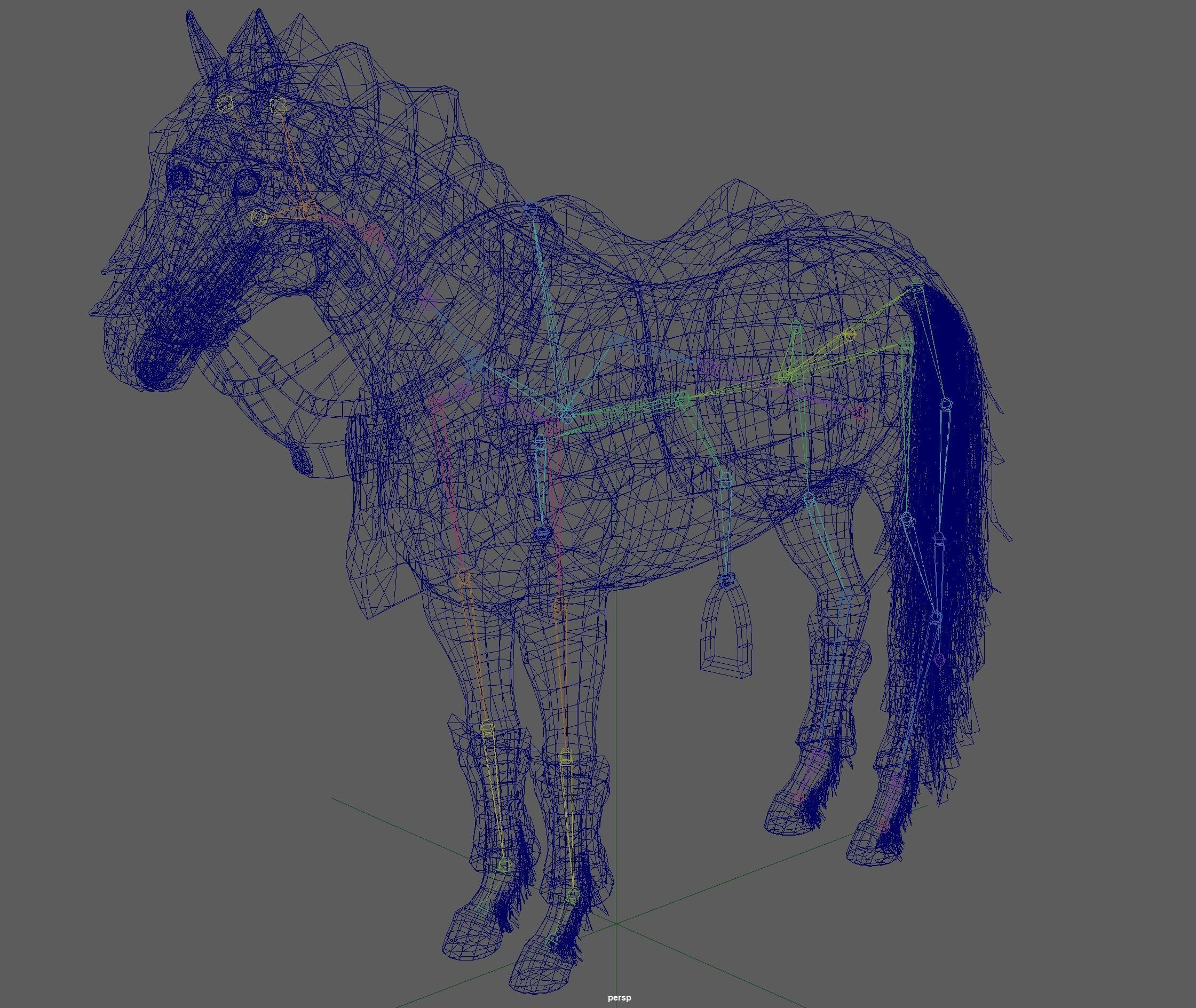 Knight Armored Horse Rig Low-poly 3D model_13
