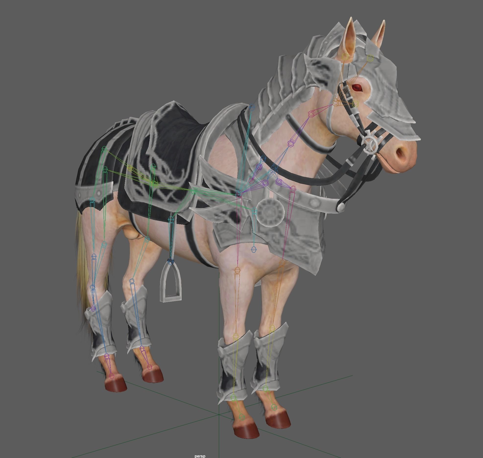 Knight Armored Horse Rig Low-poly 3D model_6